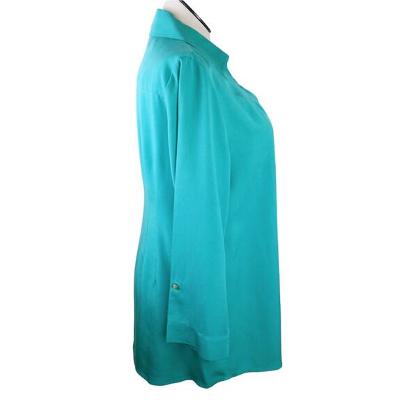 Soft Surroundings SZ L Washed Tencel Tunic Style Top In Green Style 2AH51 - Picture 5 of 6